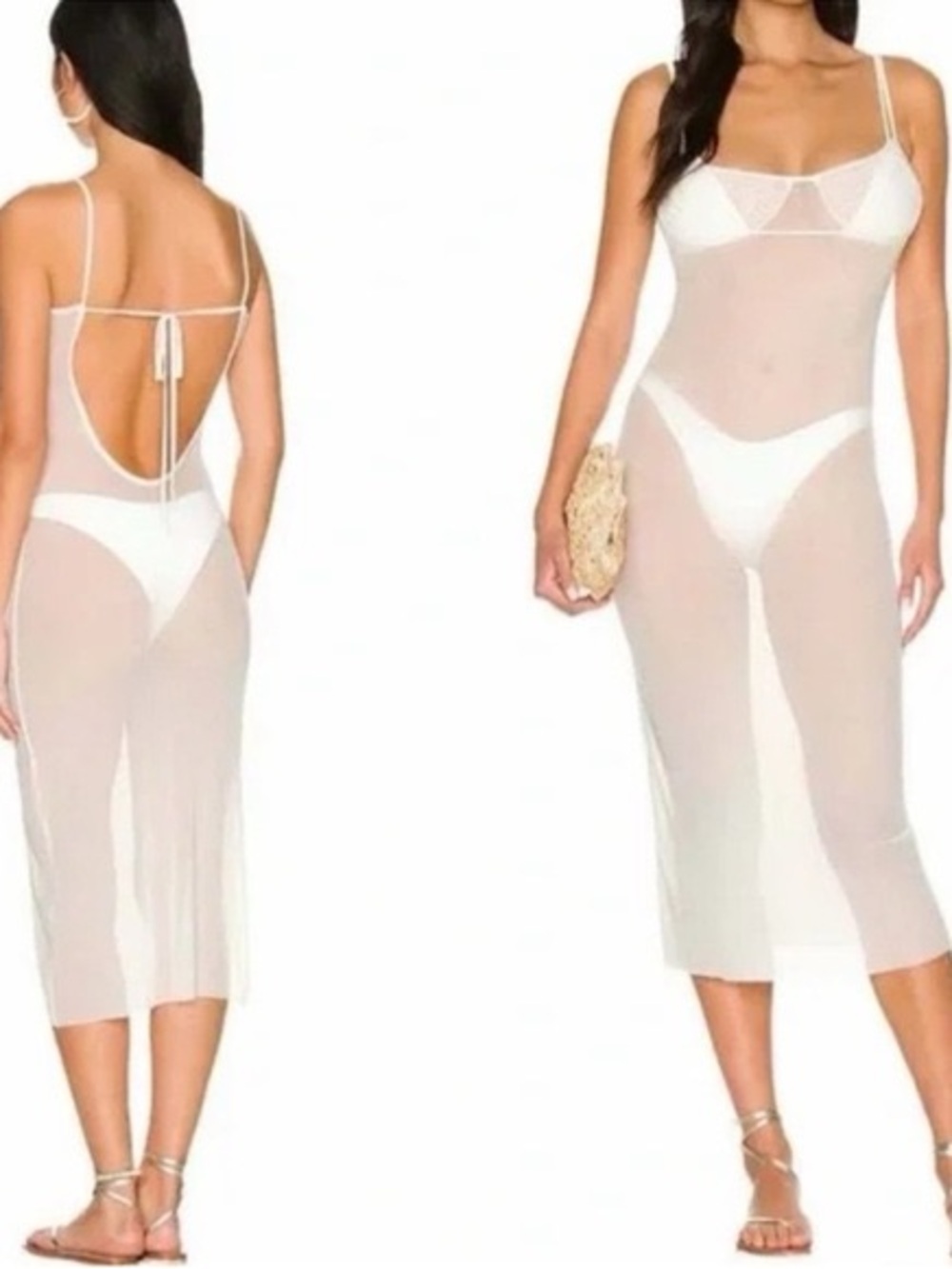 WeWoreWhat White Sheer Midi Slip Dress